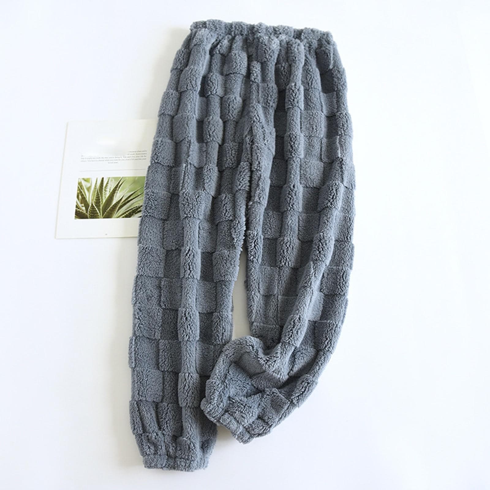 Women's Thermal Fleece Pockets Pajama  Warm Casual Trousers Home Pajama Pants M blue