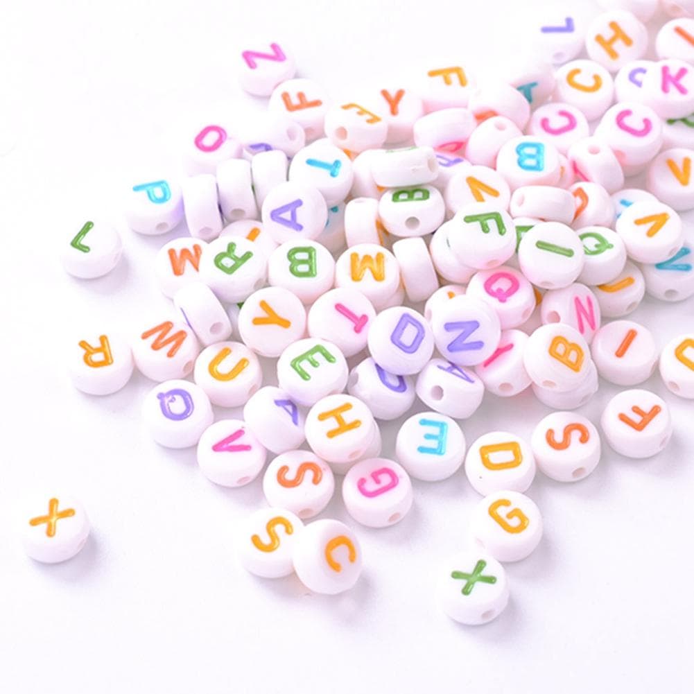 100pcs Multicolor Letter Alphabet Beads 4*7mm Round Acrylic Beads DIY Jewelry Accessories