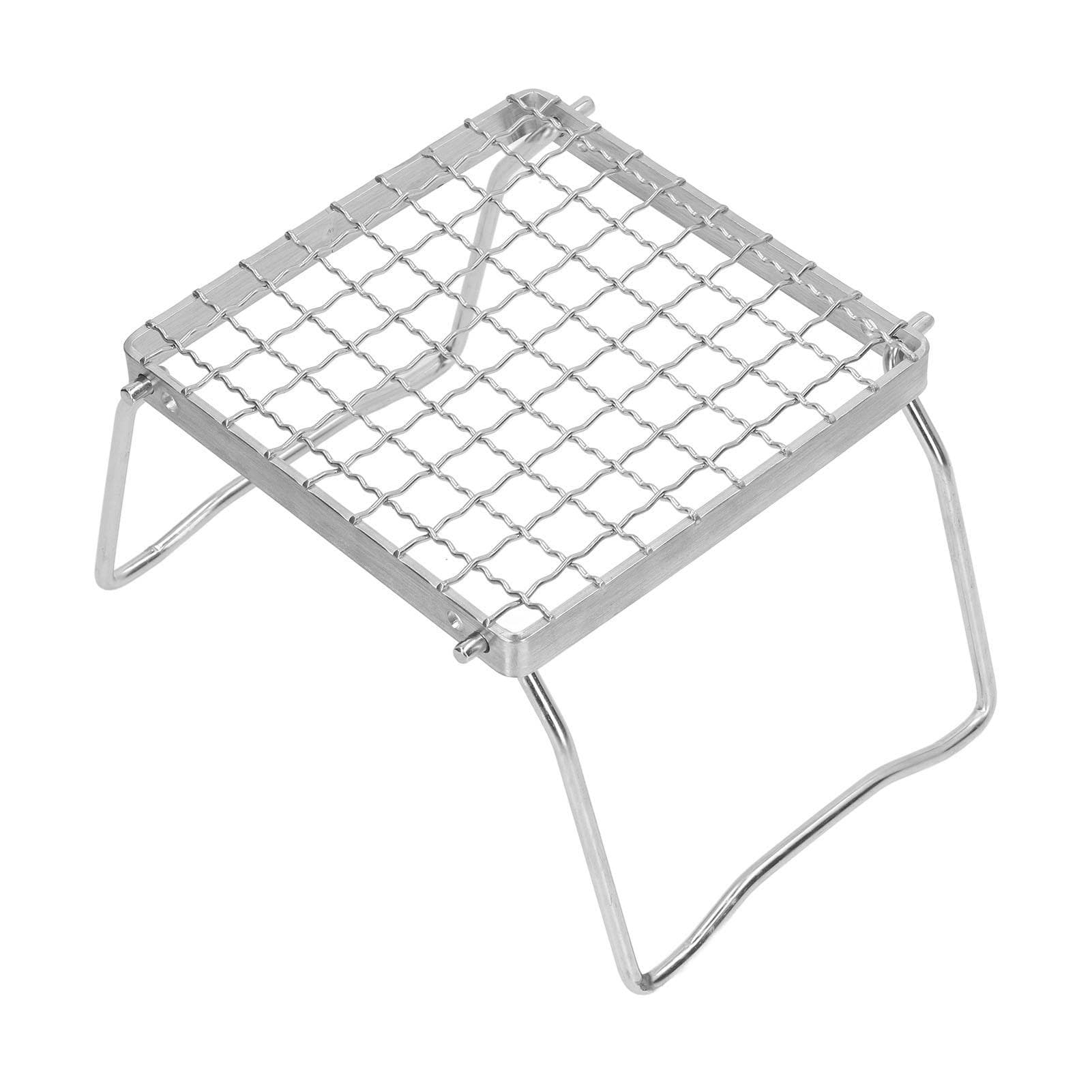 Camp Grill Grate with Foldable Legs 304 Stainless Steel Portable Grid Ultralight Campfire Stand for