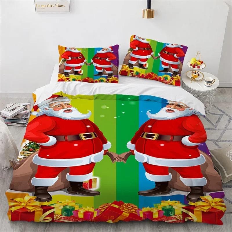 Cartoon Christmas Santa Claus Bedding Set Boys Girls Twin Queen Size Duvet Cover Pillowcase Bed Kids Adult Home Textileextile 70x133cm 2pcs