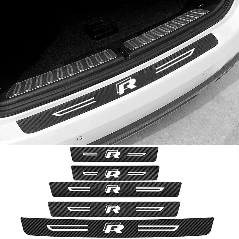 2026 Hot For VW VOLKSWAGEN Car Door Sill Protector Plate Trunk Threshold Stickers for Volkswagen R LINE RLine Polo Caddy Golf Je