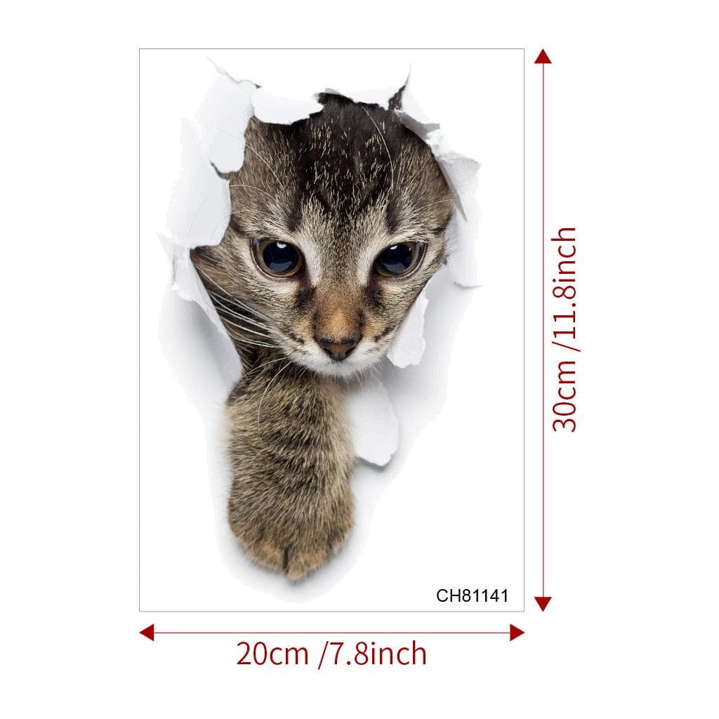 Creative Realistic Cute Cat Vision 3D Toilet Sticker Fun Animal Bathroom Toilet Lid Decor Self-adhesive PVC Waterproof Painting