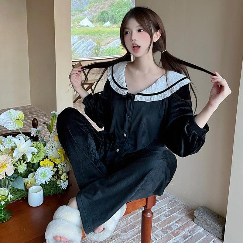 Women Sleepwear Pajamas Set New Chinese Style Velvet Pijamas Trousers Suit Loungewear Autumn Winter Elegant Jacquard Homewear XL
