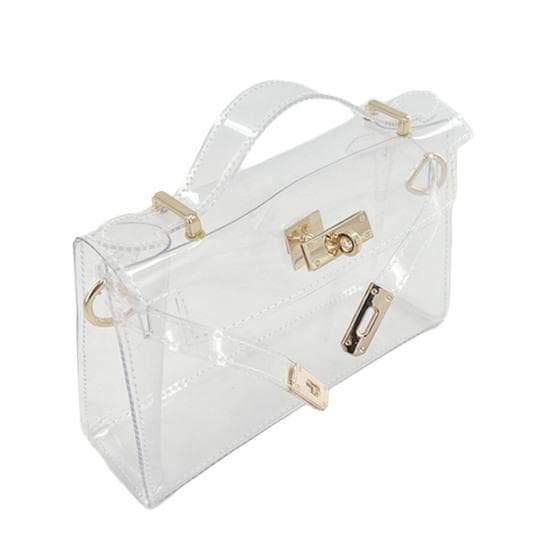 Women Crossbody Bag Stylish Durable Transparent Handbag Elegant Purse for Concert Sport Event golden