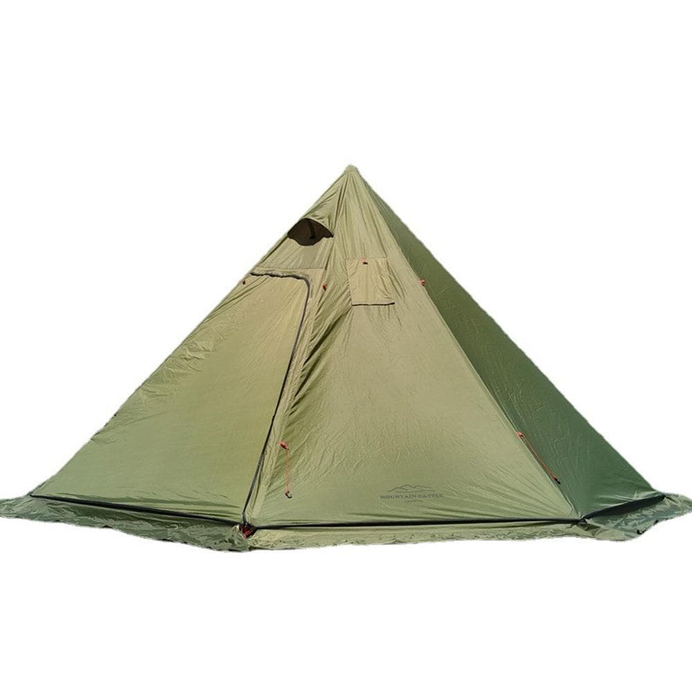 4-6 People Tipi Hot Tent with Stove Jack Camping Pyramid Teepee Tent for Camping Backpacking Hiking army green
