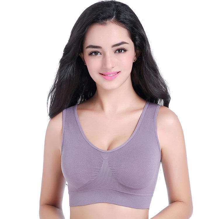 S-6XL Women Sport Bra Fitness Running Vest Gym Workout Underwear Padded Crop Tops Female Sportswear Brassiere Push Up Bras L gray