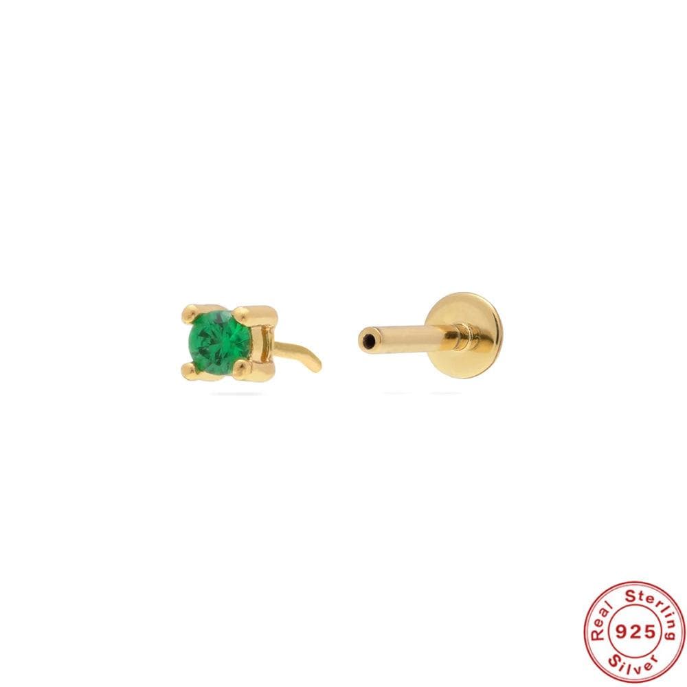 S925 Sterling Silver Stud Earrings 18G Flat Head Threadless Puncture Cartilage Stud Earrings Flat Push Stud Earrings Pinna Earrings