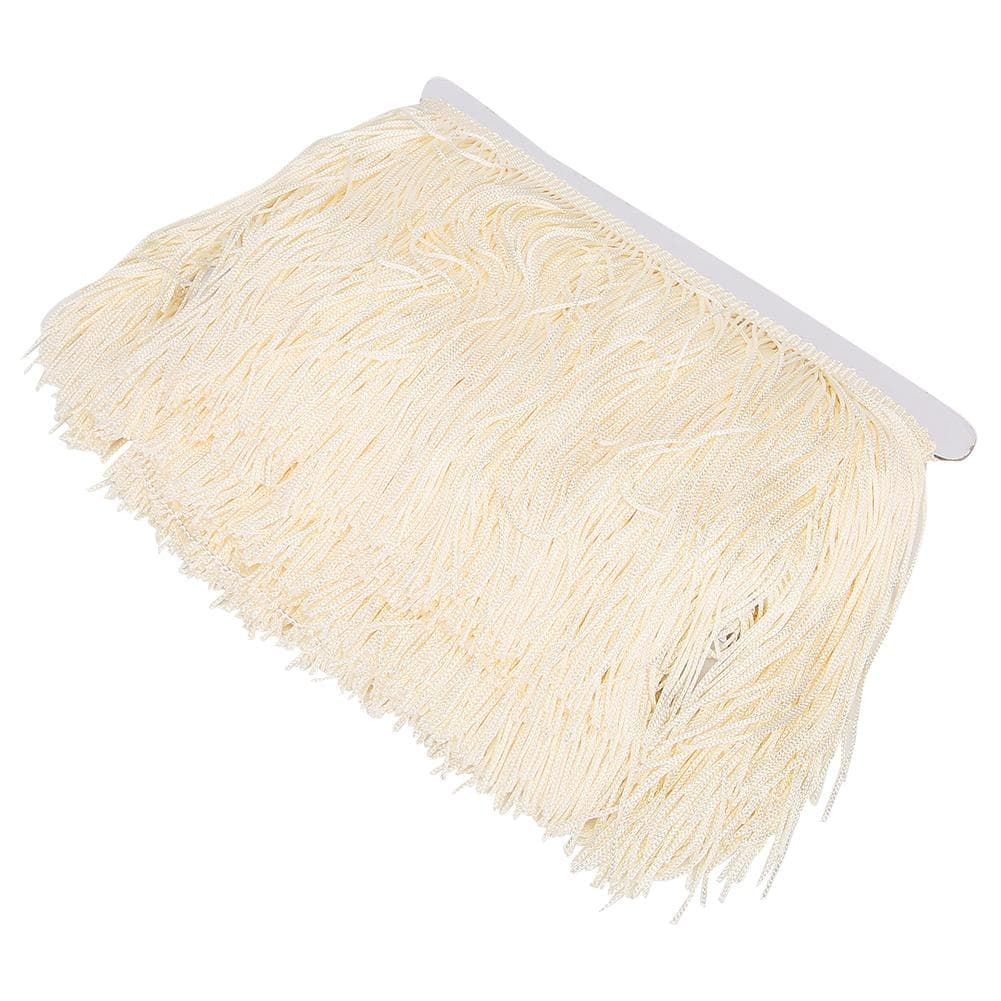 10yd 14cm Long Fringe Tassel Polyester Lace Trim Ribbon Sew Stage DIY Clothing Curtain Garment beige