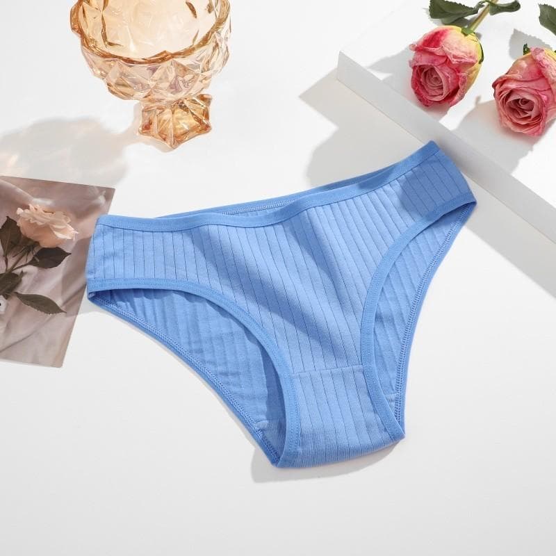 FINETOO Pure Cotton Panties for Women Plus Size Comfort Sexy Briefs Solid Color Panty Female Underpants XS-6XL XXXXXL blue