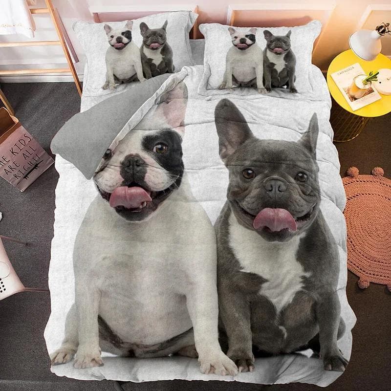 Bulldog Bedding Set Pet Animal Dog Duvet Cover for Boys Adult Bedclothes Covers Comforter Sets Cute Bed Sheets EU Double(200x200cm)