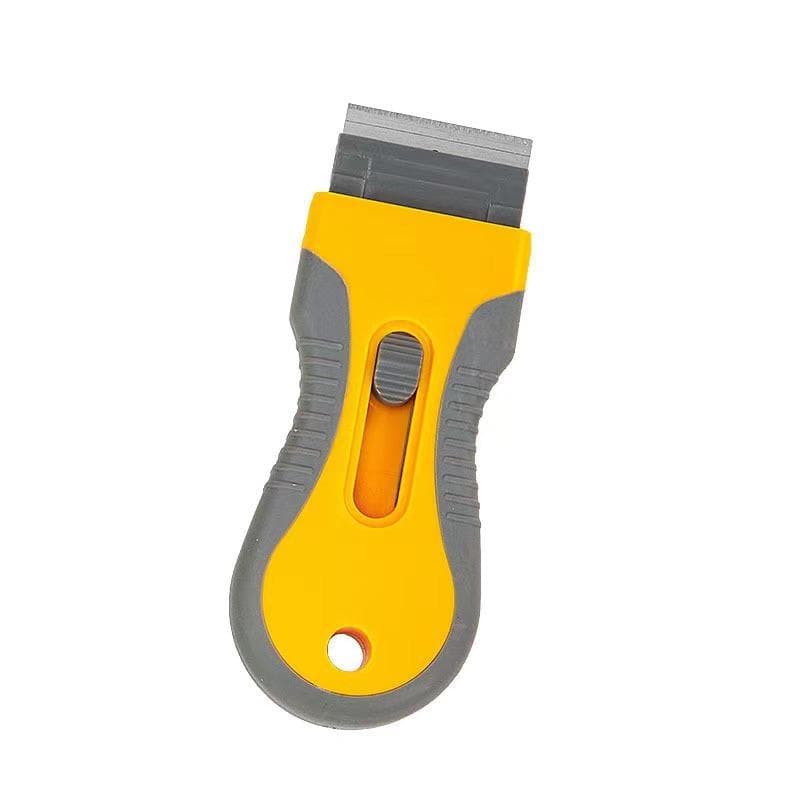 1Pc Retractable Adhesive Removal Small Scraper Car Film Glass Multifunctional Tool for Cleaning Floor Scraper for Wallpaper Application yellow