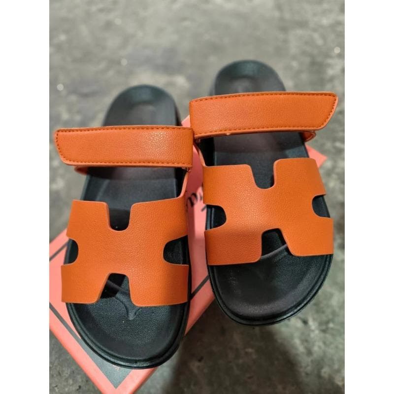 Thick Soled Sandals, Plus Size Velcro, Color Blocking, Suitable for Casual Women's Shoes, Versatile and Versatile 36 orange