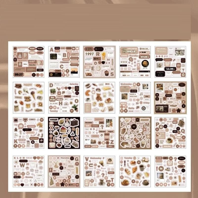Cute Magazine Scrapbooking Stickers Book DIY Junk Journal Material Decoration Album Diary Korea Stationery Sticker tan