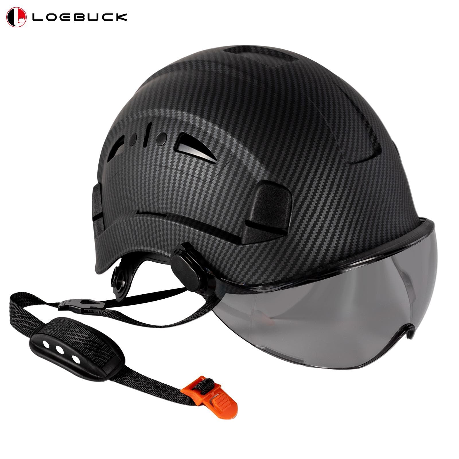 LOEBUCK Carbon Fiber Pattern Safety helmet Hard Hats, Construction  Approved Hard Hat,ANSI Z89.1 Adjustble Vented Safety Helmet For Men Women, matte black