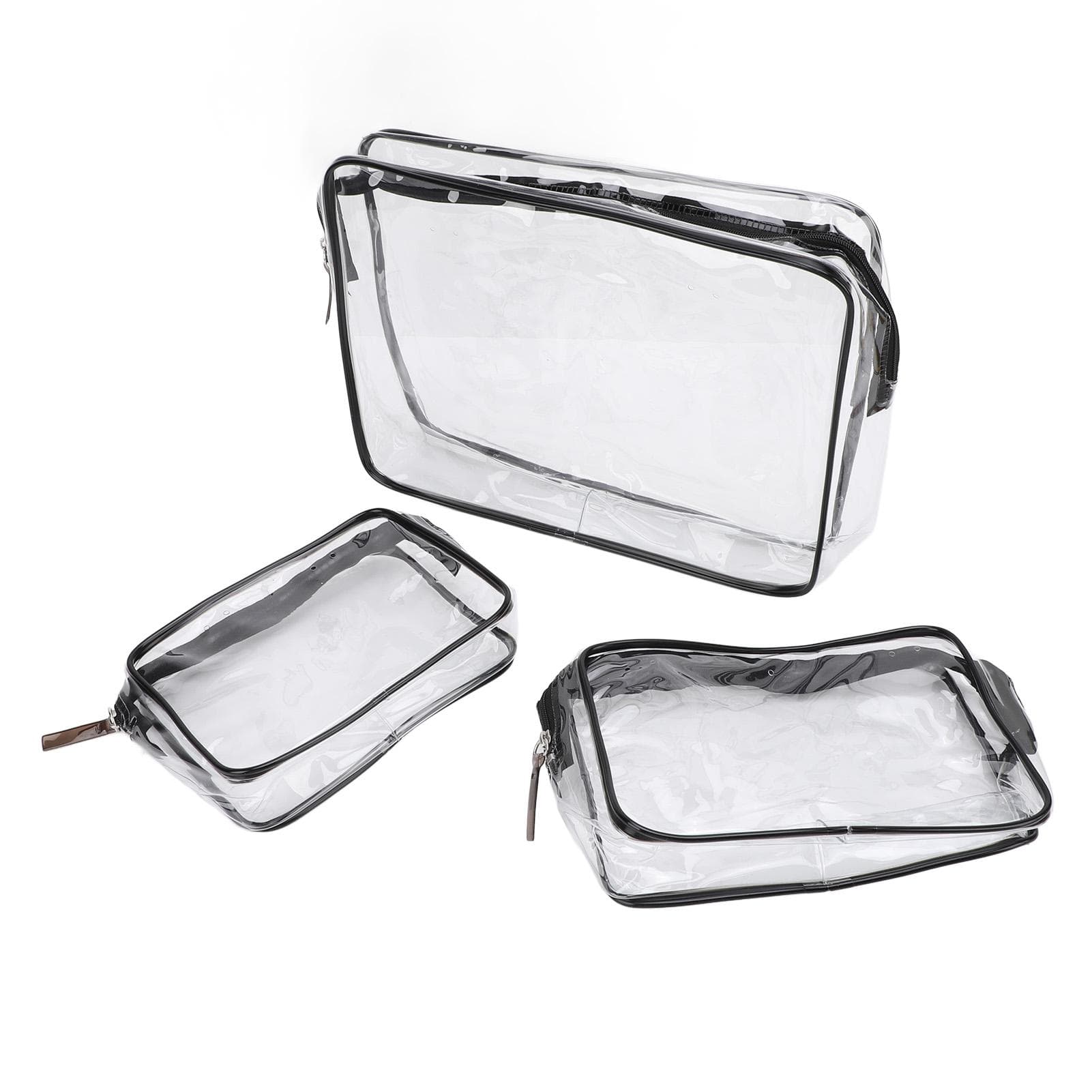 3Pcs Clear Insert Bag Transparent Makeup Toiletry Brush Zipper Insert Inner Bag Divider Storage