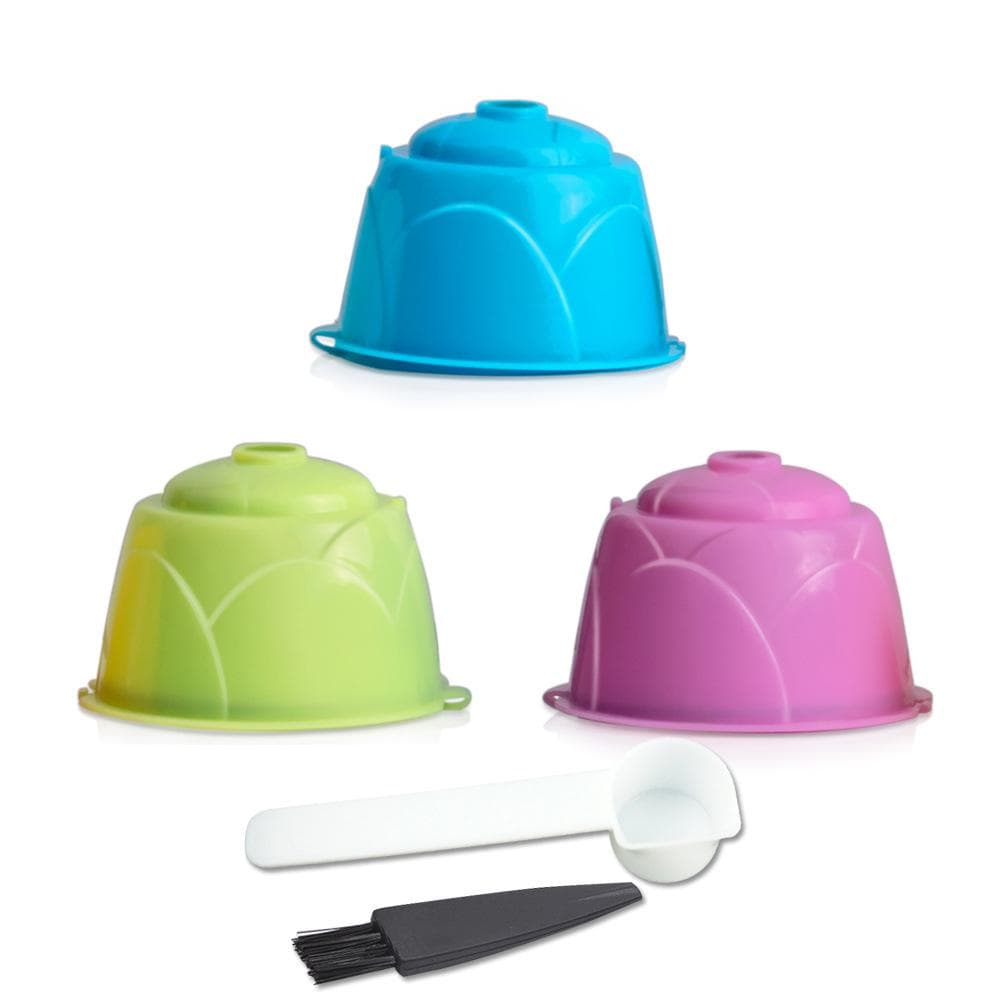 PP Fillable Coffee Capsules Reusable Coffee Capsule Cup Filter Set Compatible with DOLCE GUSTO green/blue