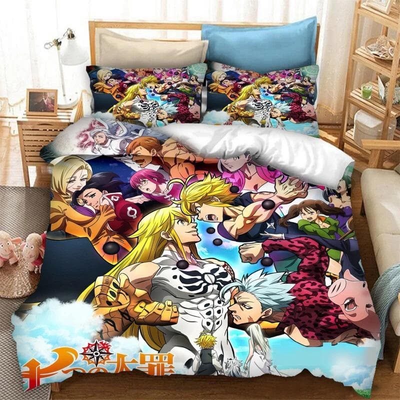 3D Print Anime The Seven Deadly Sins Bedding Set Boys Girls Twin Queen Size Duvet Cover Pillowcase Bed Kids Adult Home Textiles 70x133cm 2pcs