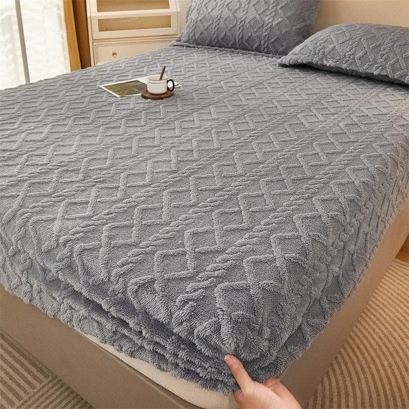 Bonenjoy Plush Bed Sheet for Winter Warm Bed Cover Queen/King Size Coral Fleece Thick Fitted Bed Sheet drap housse 180x200cm 90x200x30cm 1pc