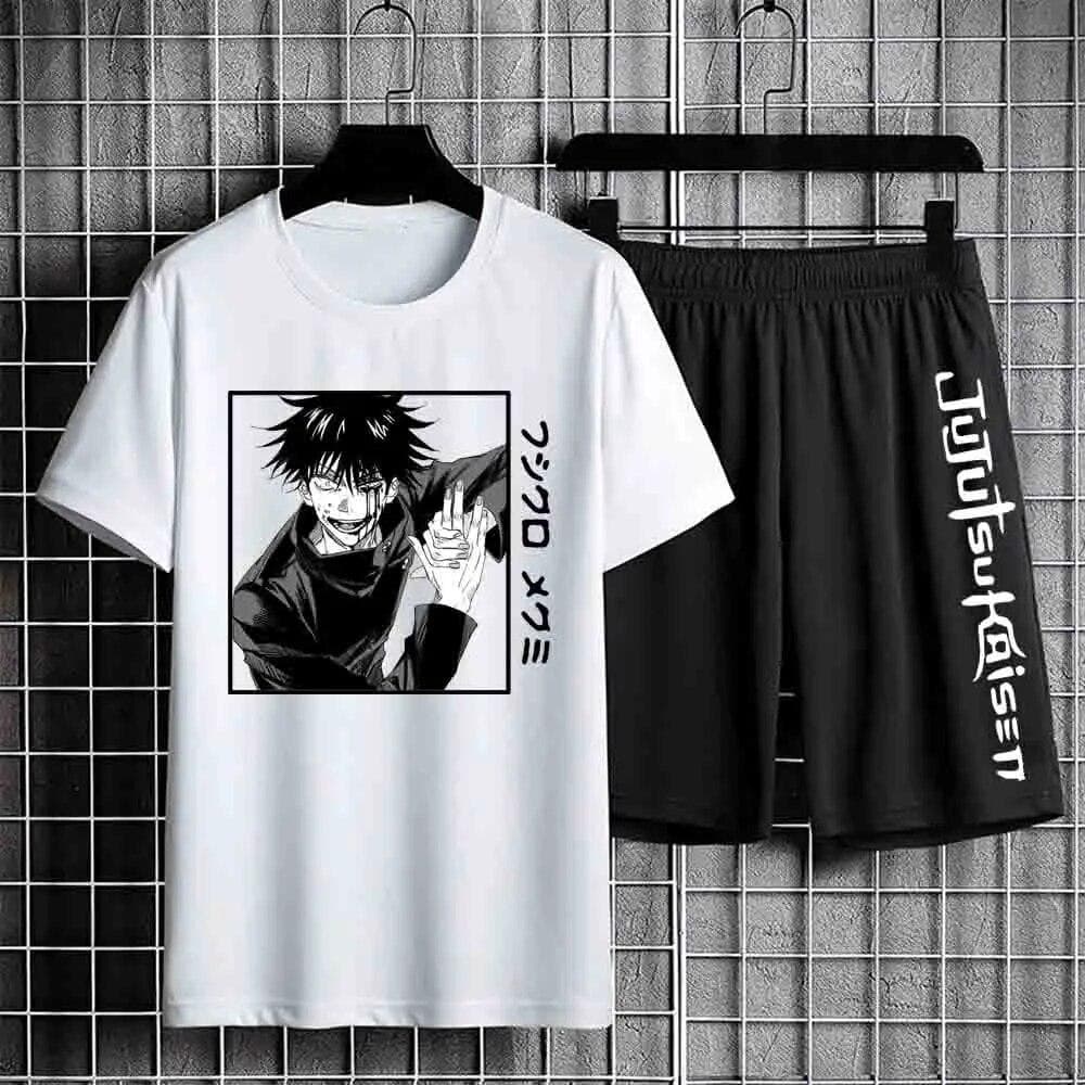 Jujutsu Kaisen T-shirt Set Casual Shorts Anime Print Men's Sets Tracksuit Sweatpants Sportswear Man Summer Fashion Clothing 5XL