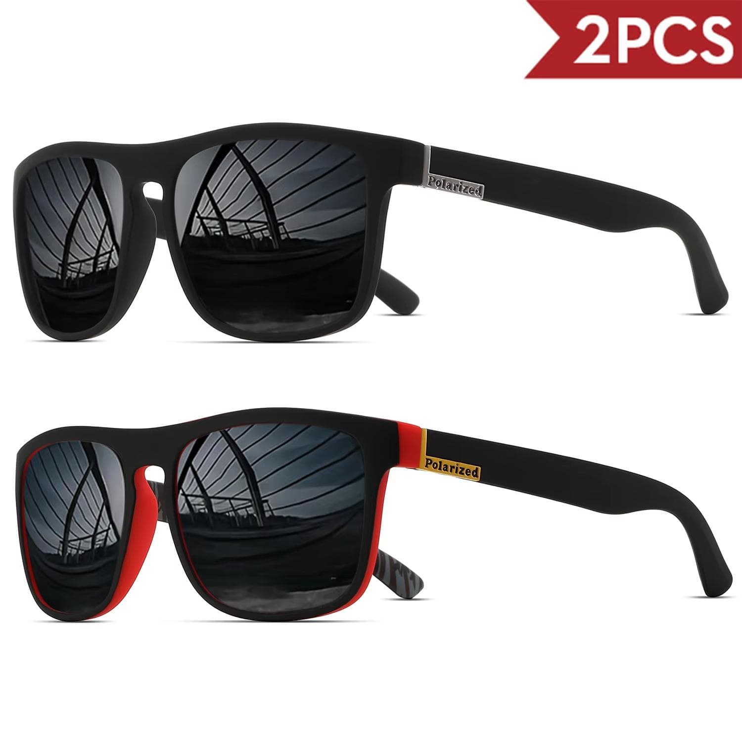 1Pack Fashion Sports Sunglasses UV400 Protection Square Frame Metal Men Women UV Eyewear