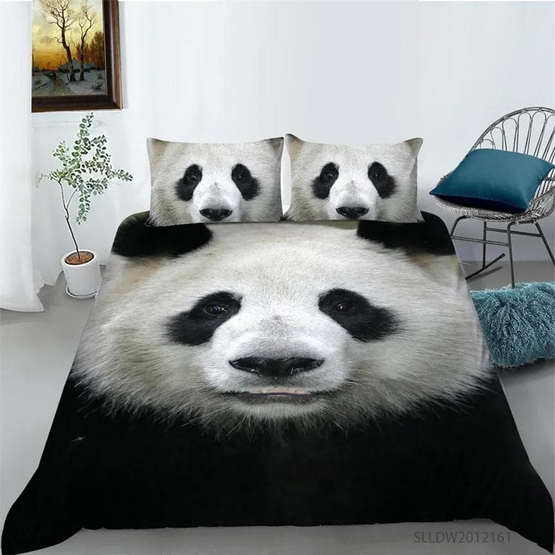 3D Printed Panda Bedding Set,Duvet Cover Comforter Bed Set Quilt Cover Pillowcase,King Queen Twin Size Boys Girls Adults 135x200cm 2pcs