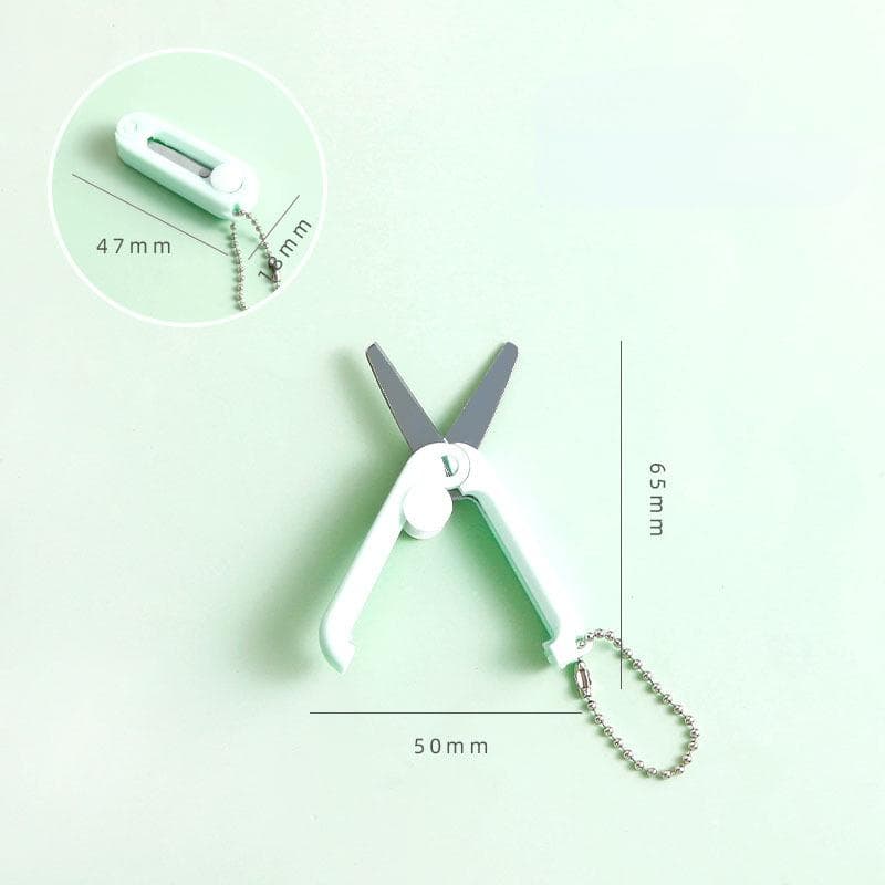 Creative Mini Portable Folding Scissors Morandi Simple Paper-Cutting Art Tool Stationary Scissors Office School Supplies green