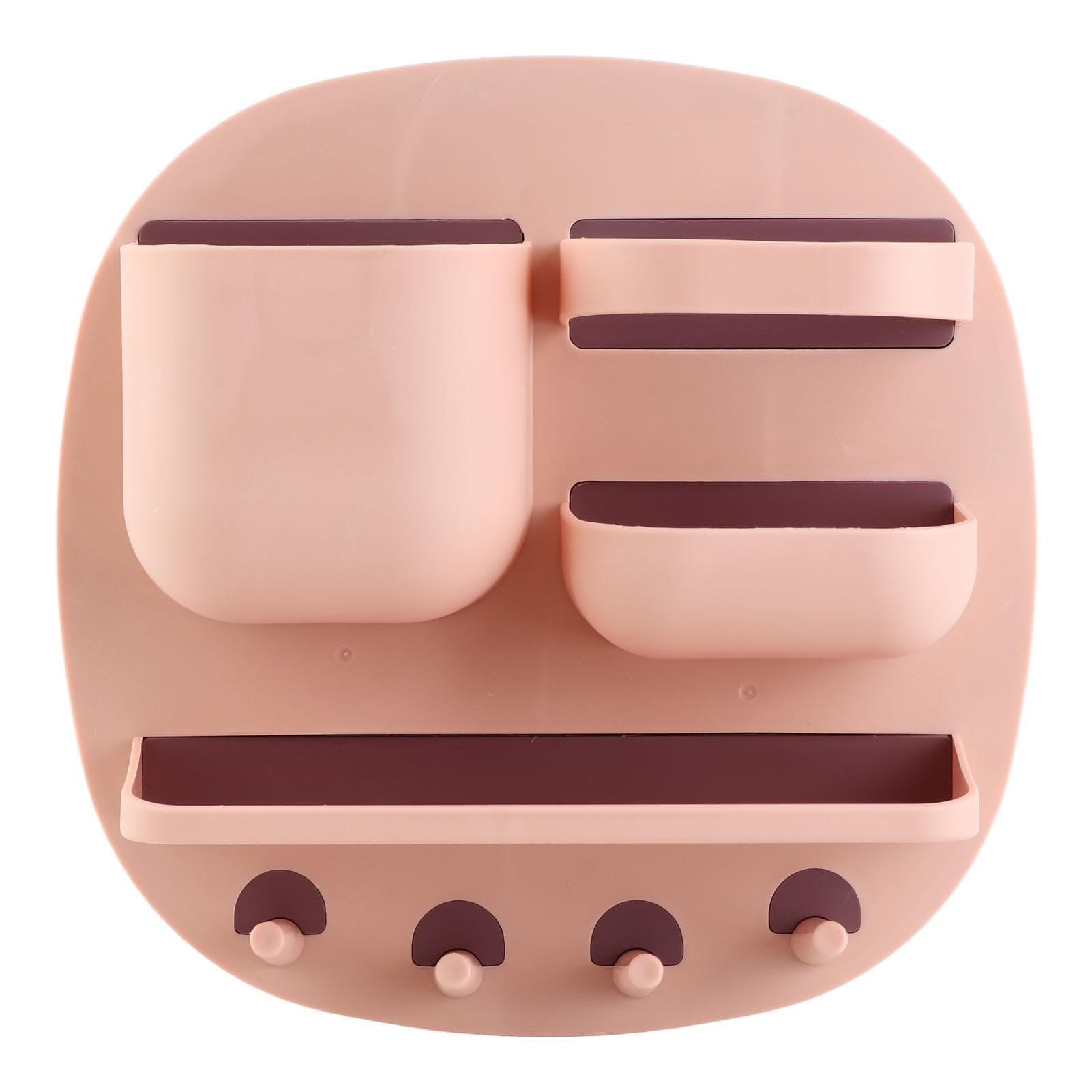 Wall Mount Storage Box Enlarged Capacity Disc Shape PP PS Stable Firm Nail Free Installation Self pink