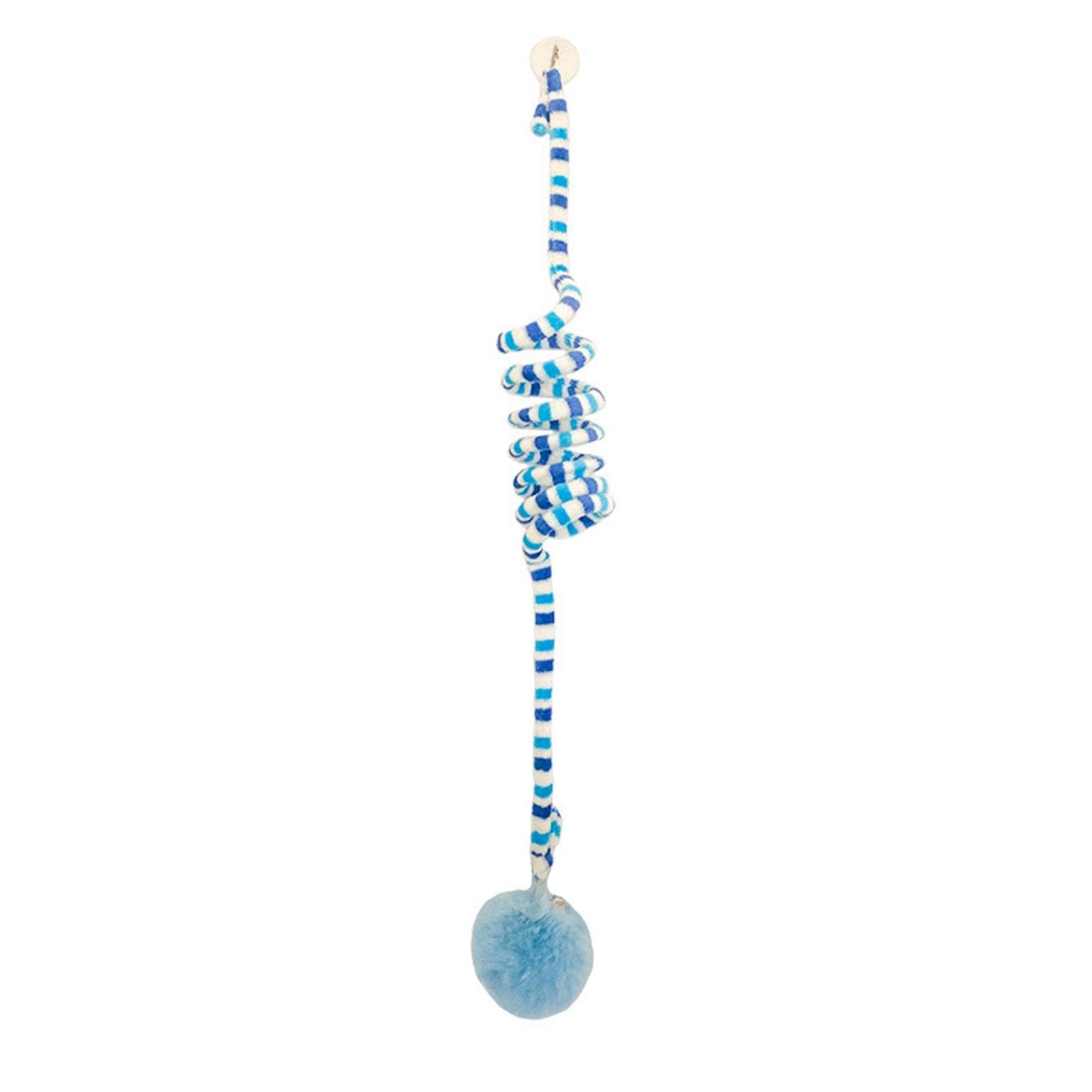 Hanging Door Cat Ball Toys Fun Relieve Boredom Soft Plush Suction Cup Fixation Interactive Cat Ball blue