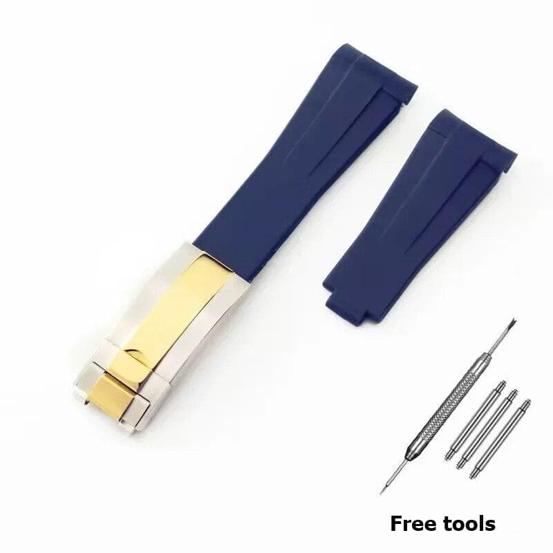 20mm 21mm Premium Silicone Strap for Rolex Submariner DAYTONA GMT Yacht-Master Series Accessories Replacement Watch Bracelet Blue-G-2 20mm no logo