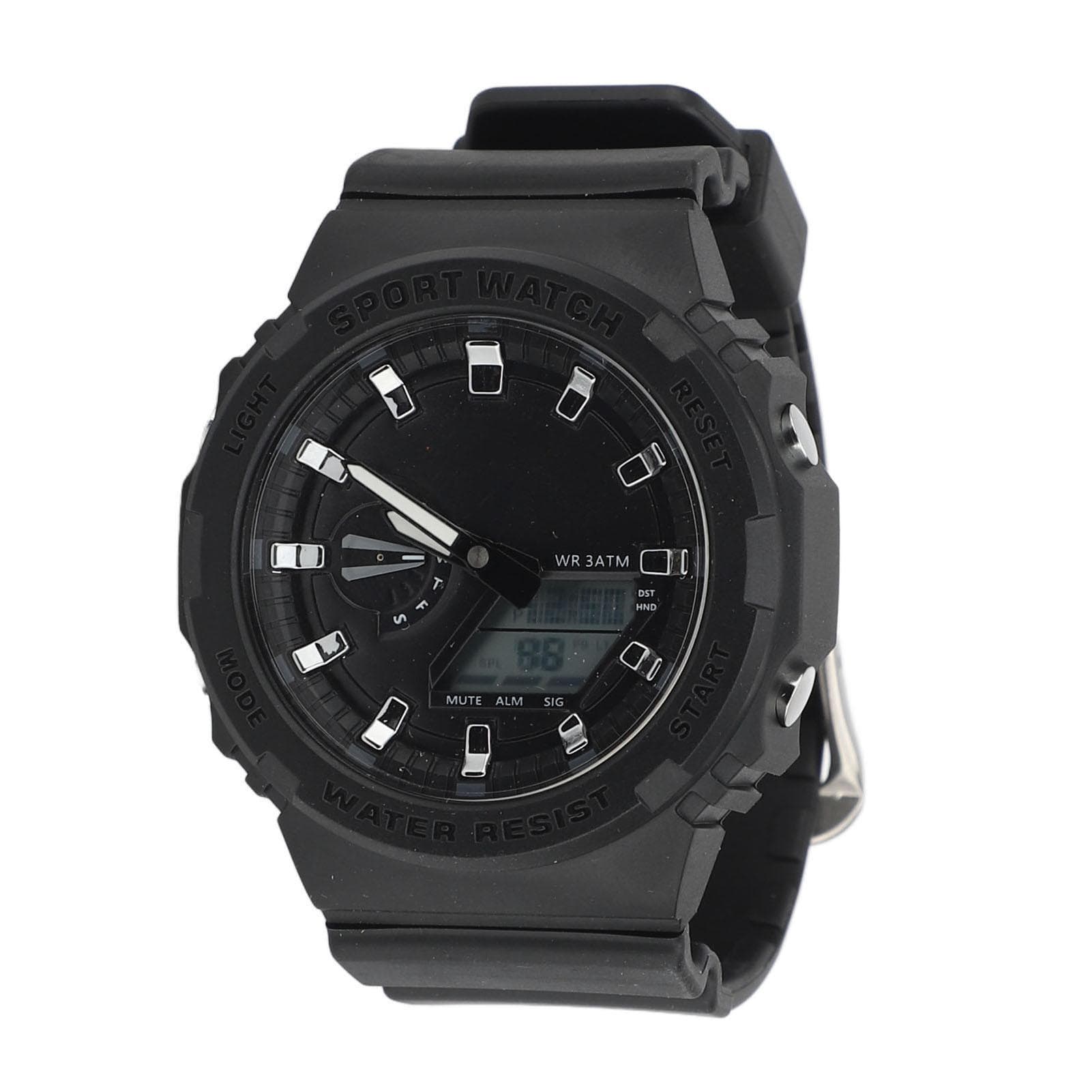 Multifunctional Analog Digital Dual Display LED Watch Multifunctional Water Proof Sports Watch with black white