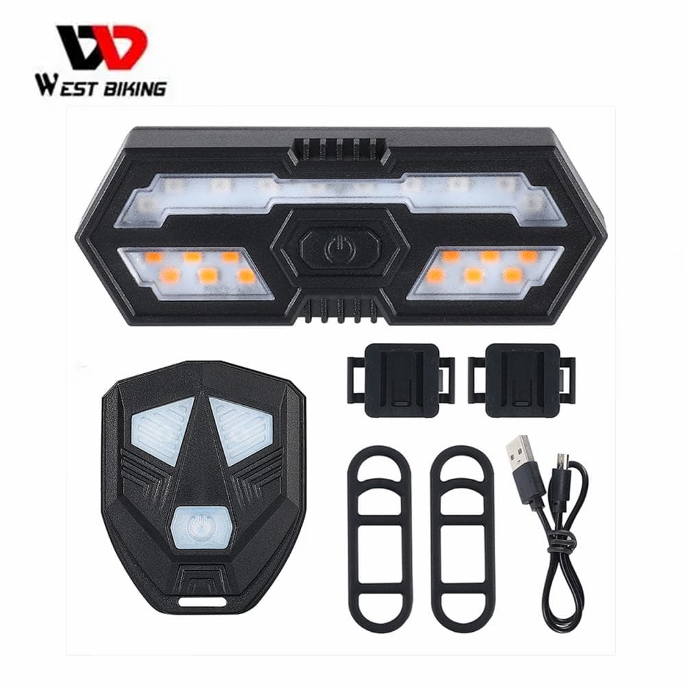 WEST BIKING 5m Remote Bike Taillight LED Turn Signal MTB Bicycle Light Waterproof USB Rechargeable multicolour