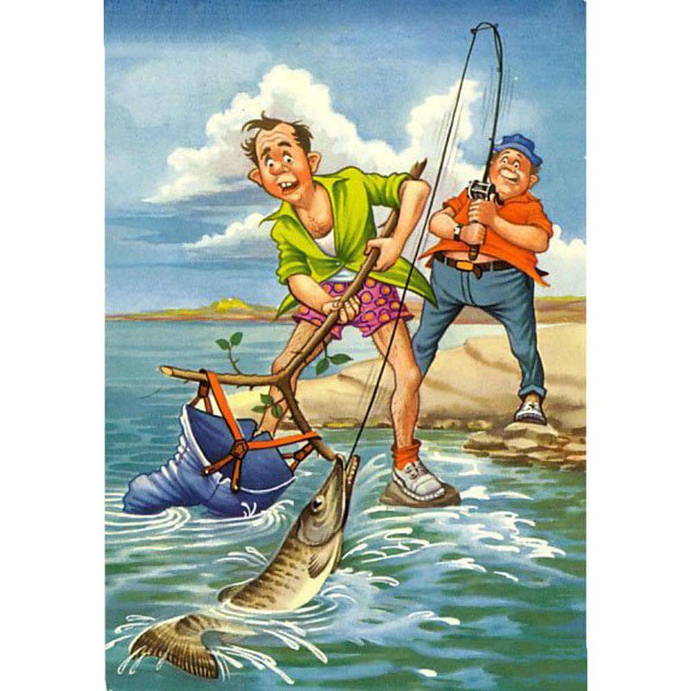 5D DIY Diamond Painting The Fisherman and The Fish Diamond Embroidery Cross Stitch Home Decor 20X30CM