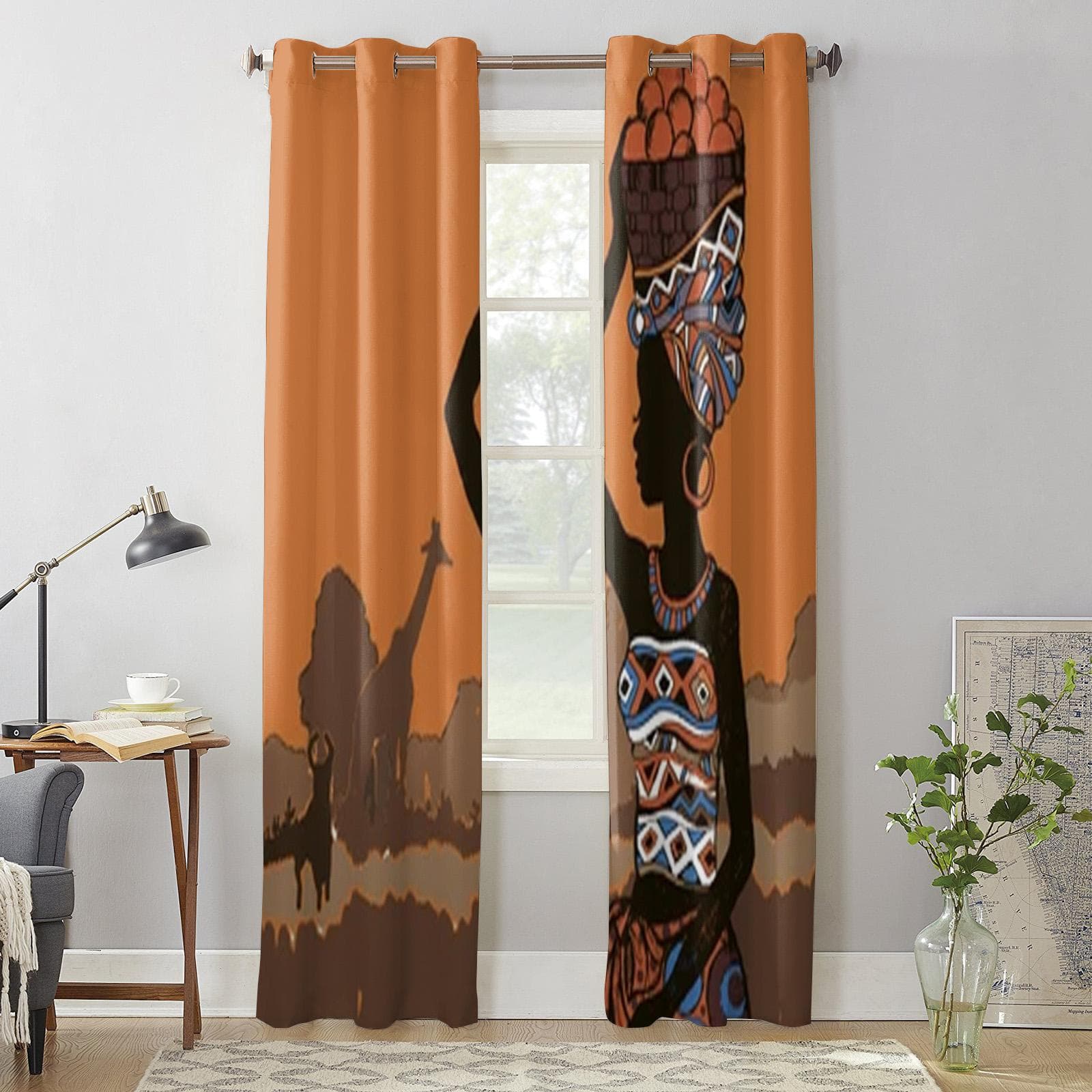 Beautiful African Woman Window Curtain For Kids Room Home Blinds Curtains For Living Room Bedroom Window Drapes 135W x 60H(cm) x1