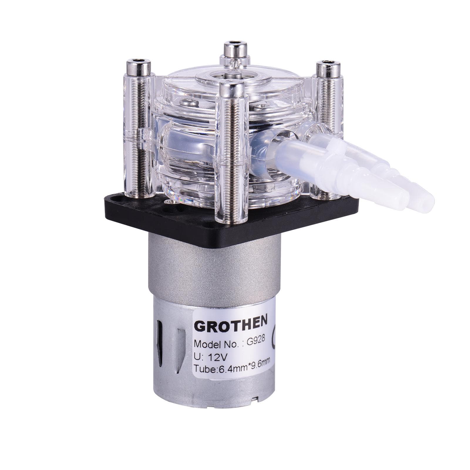 GROTHEN DC 24V 12V Peristaltic Pump with Silicone Tubing High Flow Water Liquid Pump Dosing Vacuum Pump 12v black