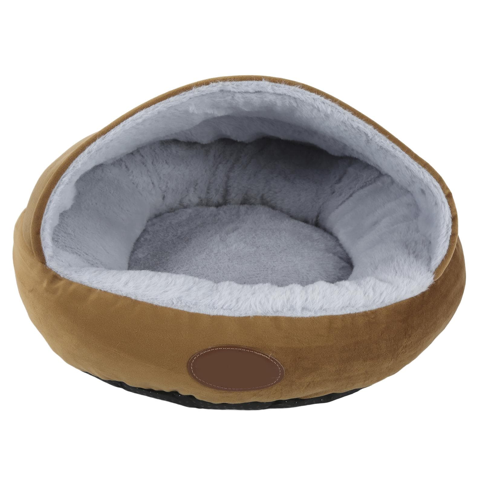 Shell Shape Pet Nest Comfortable Plush Small Dogs Winter Warmth Semi Enclosed Pet Cat BedCoffee