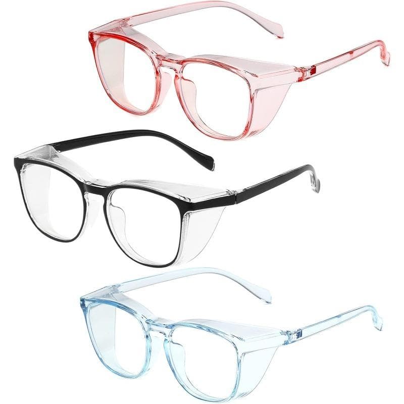 3pcs Anti Fog Safety Glasses Wide Lens Cover Anti Blue Light Lightweight Comfortable for Work Study