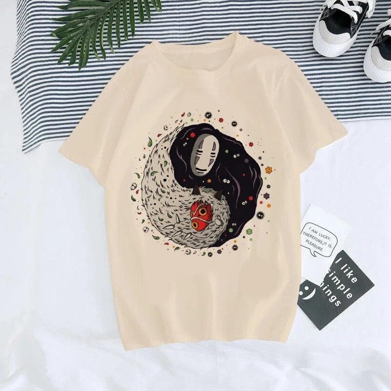 Unisexga Anime 90s Totoro Harajuku Ullzang T Shirt Women T-shirt Miyazaki Hayao Spirited Away Tshirt Top Tees FeUnisex L