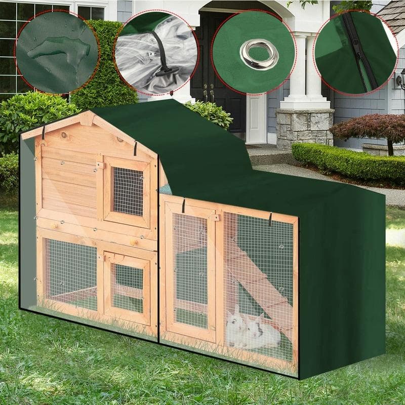 Rabbit Hutch Cover Weather Rain Water Proof Heavy Duty Guinea Pig Pet Easipet 147x52x86cm green