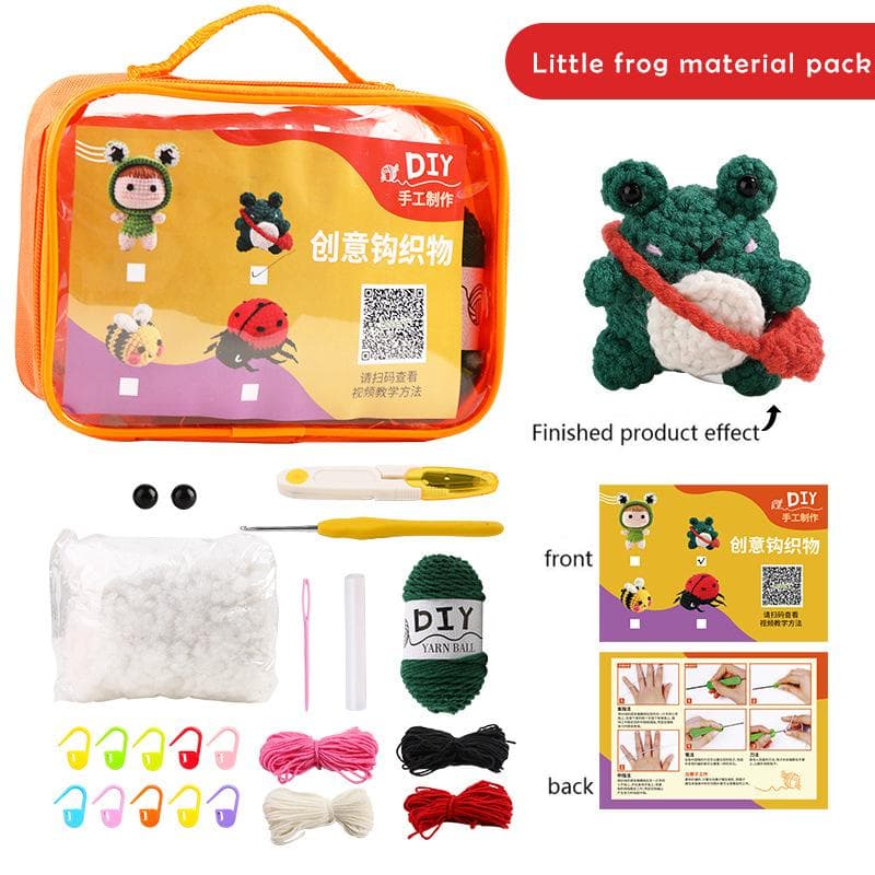 Beginner Crochet Kit with Crochet Hooks Yarn Set DIY Crochet Stuffed Animal Kit frog