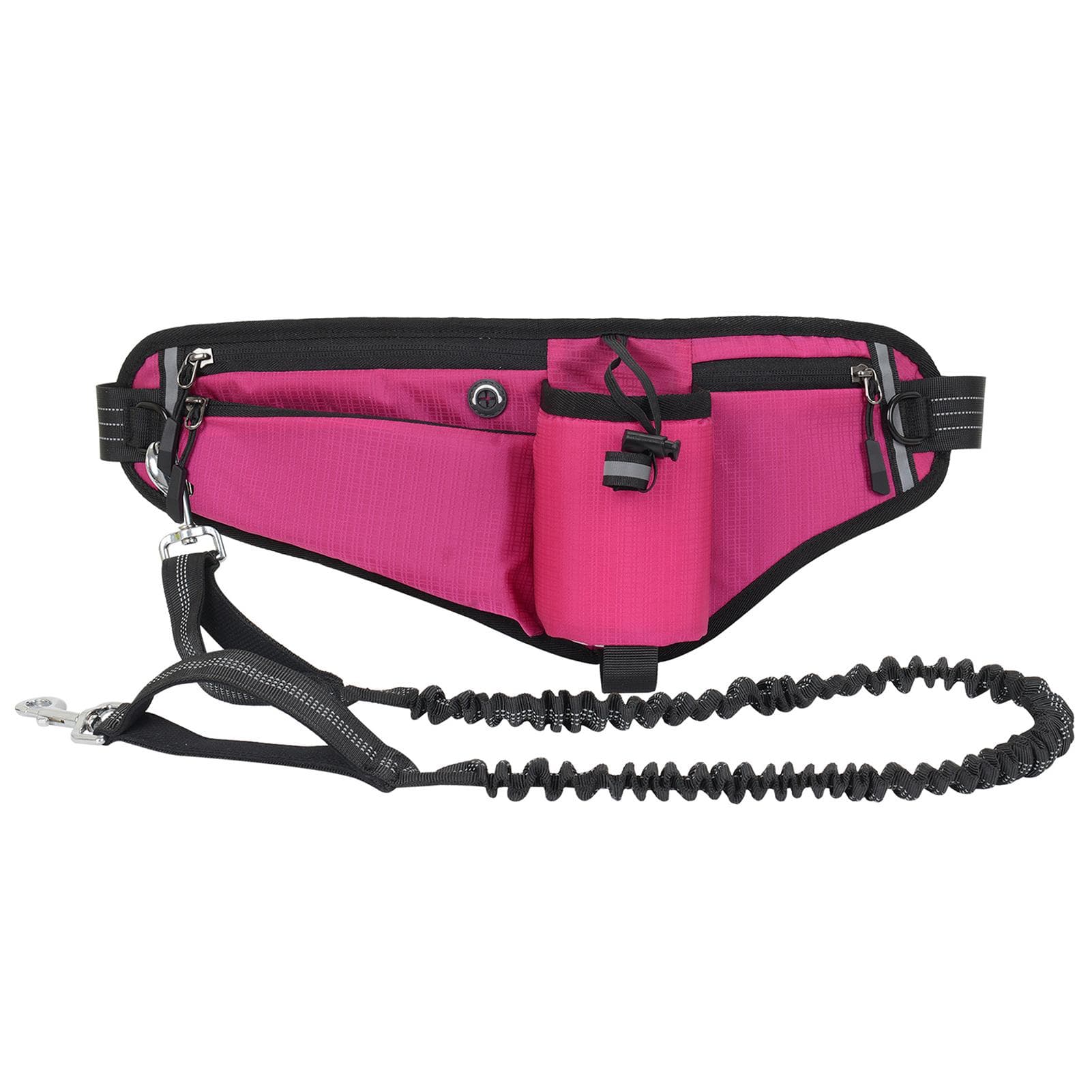Hands Free Dog Leash Waist Pack Water Resistant Night Reflective Large Capacity for Outdoor Dog rose red