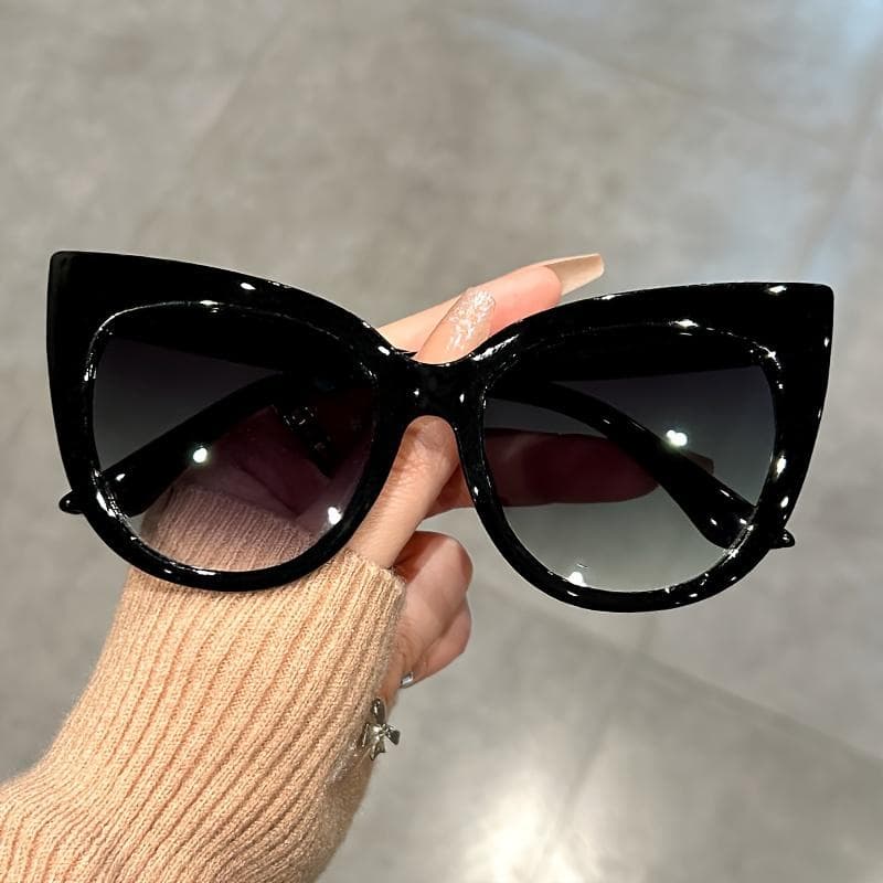 Retro Gradient Cat Eye Sunglasses Women Large Leopard Print Beach Party Vacation Fashion Shades