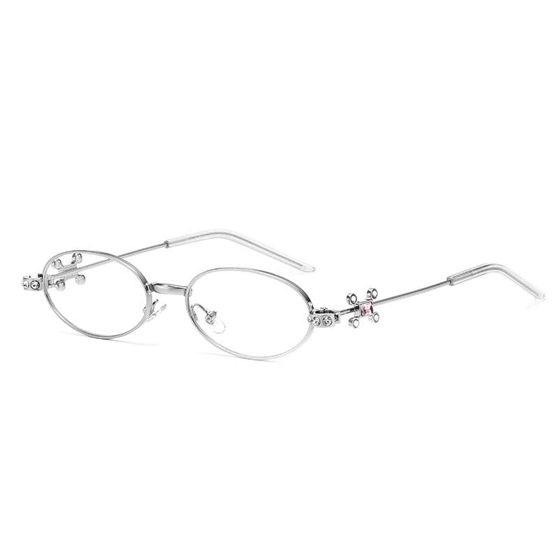 New Fashion Diamond Embellished Women's Snap Glasses Frame Rhombus Multi-angle Metal Embellished Street Style