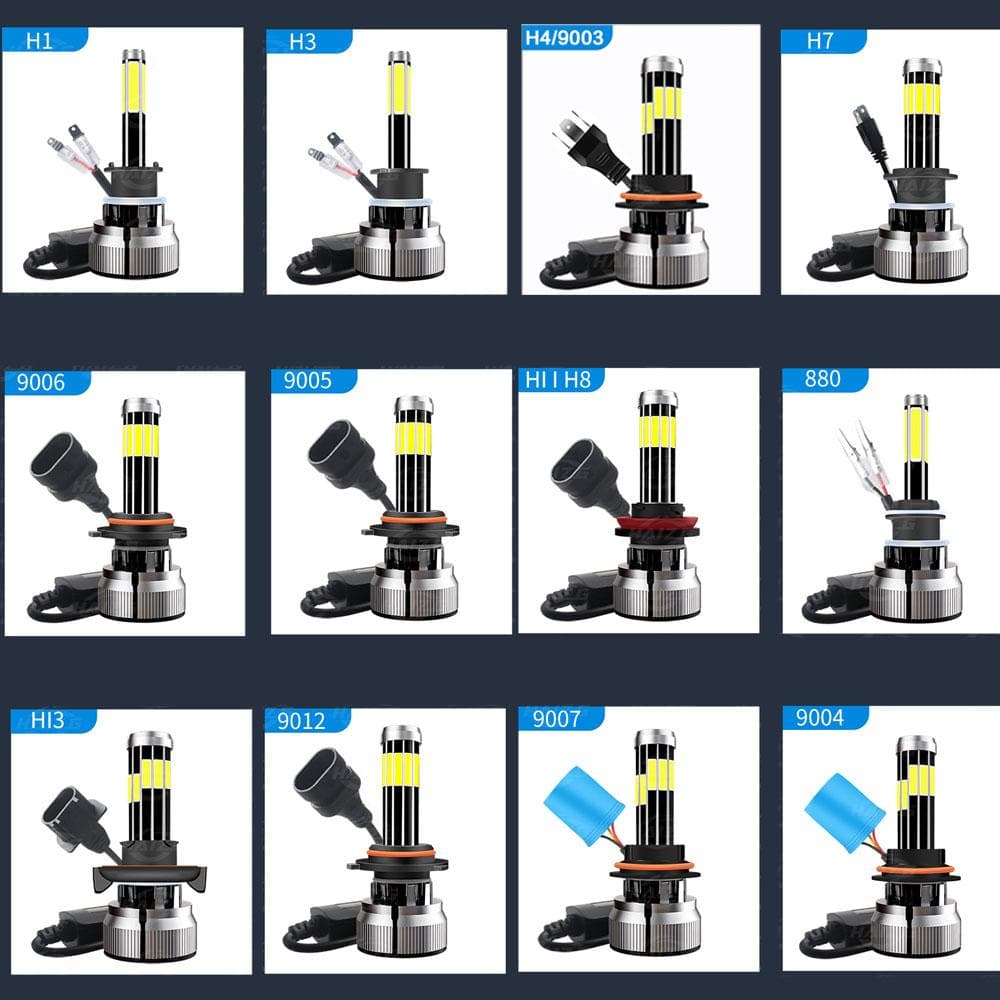 2Pcs Car LED H7 Headlight Bulb 10 Sides LED COB Chip 120W 24000LM H4 H1 H3 H8 H11 9005 HB3 9006 HB4 HIR2 9012 Canbus H13 Car Fog Lamp 6000K 12V H27/880/881 white