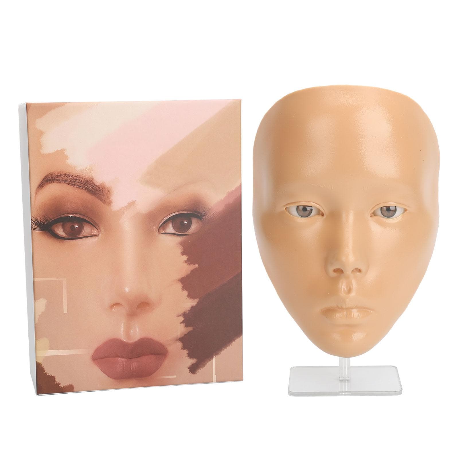 Makeup Practice Face with Plastic Stand 5D Silicone Full Face Makeup Practice BoardReusable