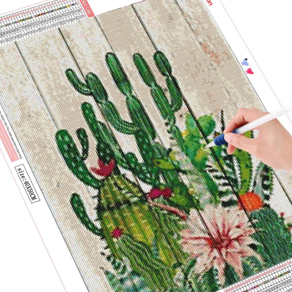 5d Diy Diamond Painting Mosaic Cactus Diamond Embroidery Scenery 30x30CM