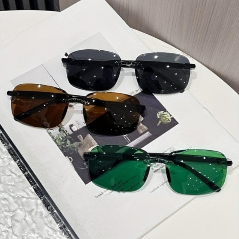 3 Pack Trendy Frameless Sunglasses for Men Fashion Sunshade UV Protection Lightweight