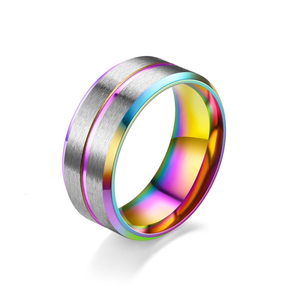 8mm Modern Stainless Steel Ring: Silver, Black, & Rose Gold Titanium Men's Wedding Band Size 9 multicolour
