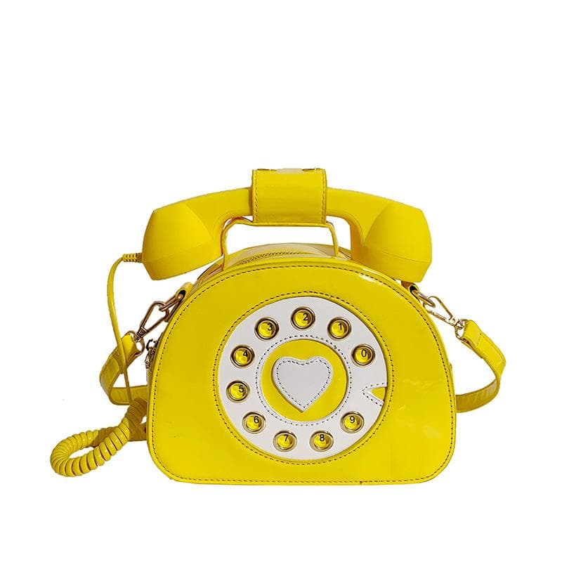 Stylish Women Telephone Shaped Crossbody PU Leather Shoulder Bag Female Casual Handbag Shopping Street School Satchel Tote Purse yellow