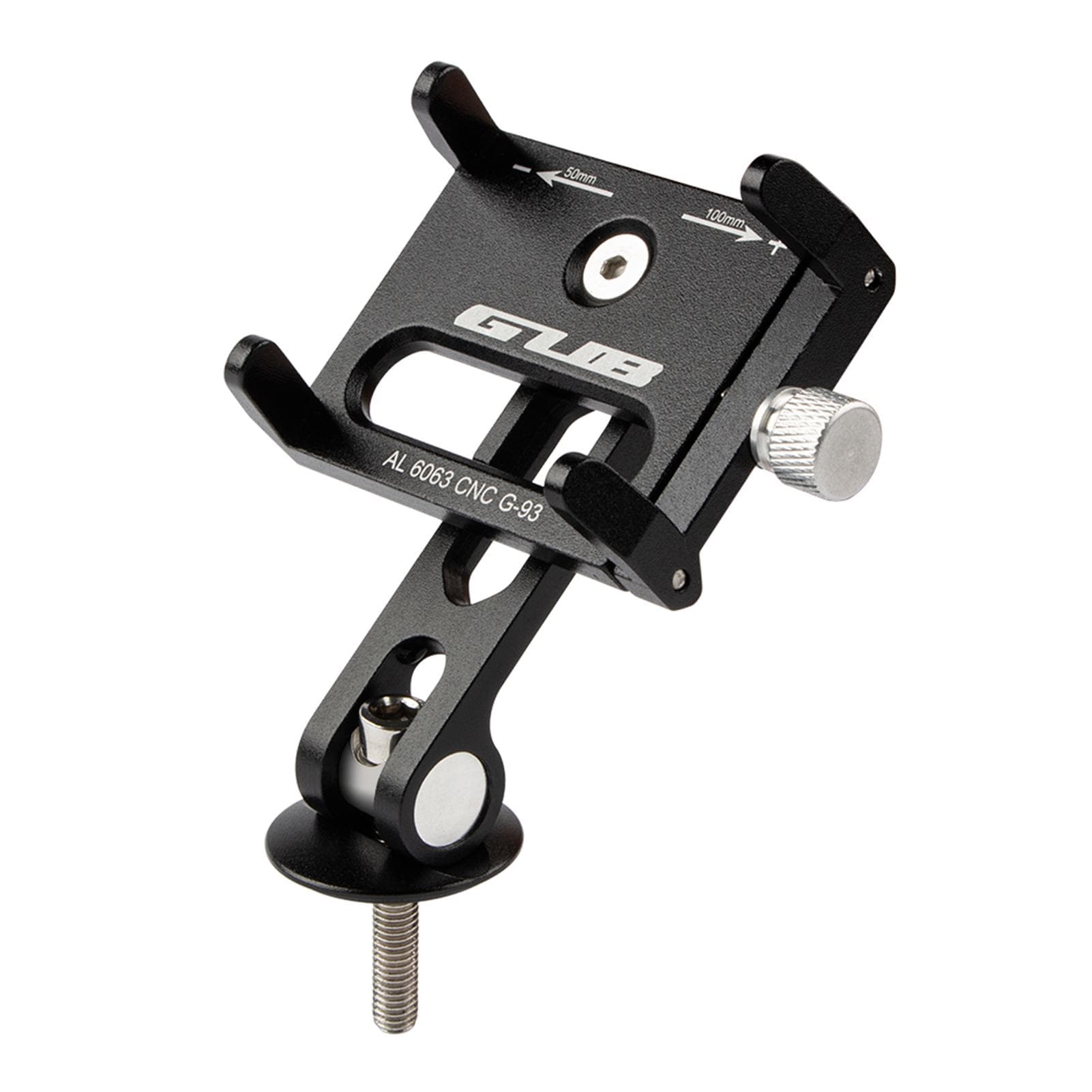 Bike Stem Phone Mount Anti-slip Adjustable Aluminum Bicycle Phone Holder for 3.7-7.2In Mobile Phones G93