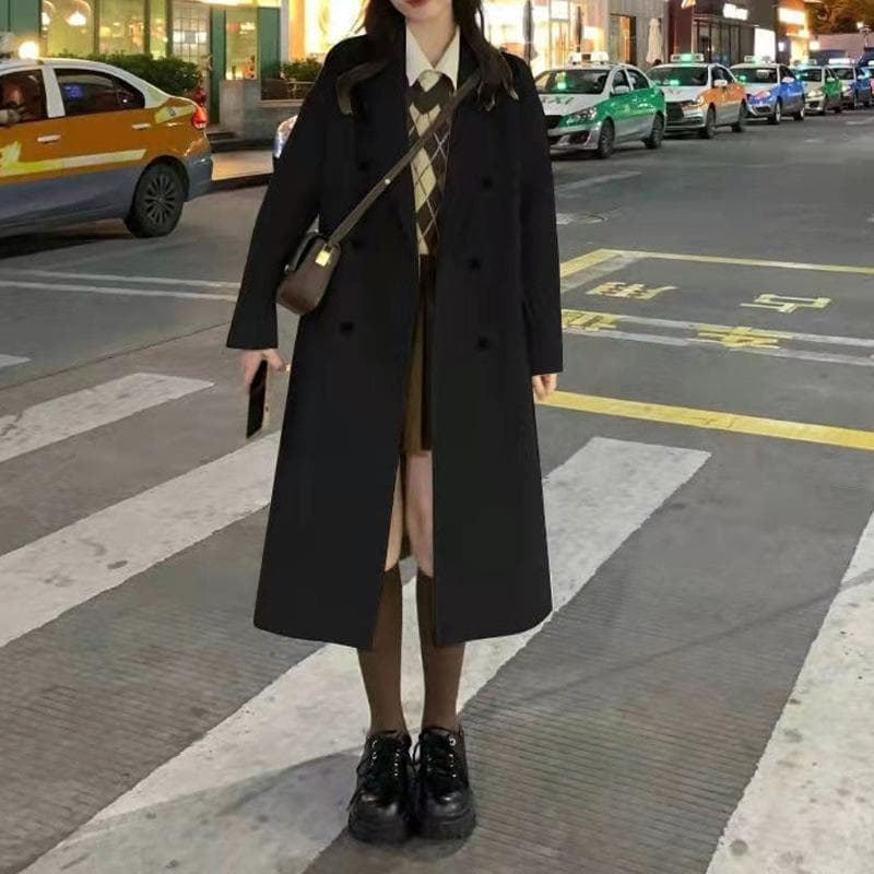Autumn and Winter New Apricot Woolen Coat Coat Small Korean Winter Thicker 2XL